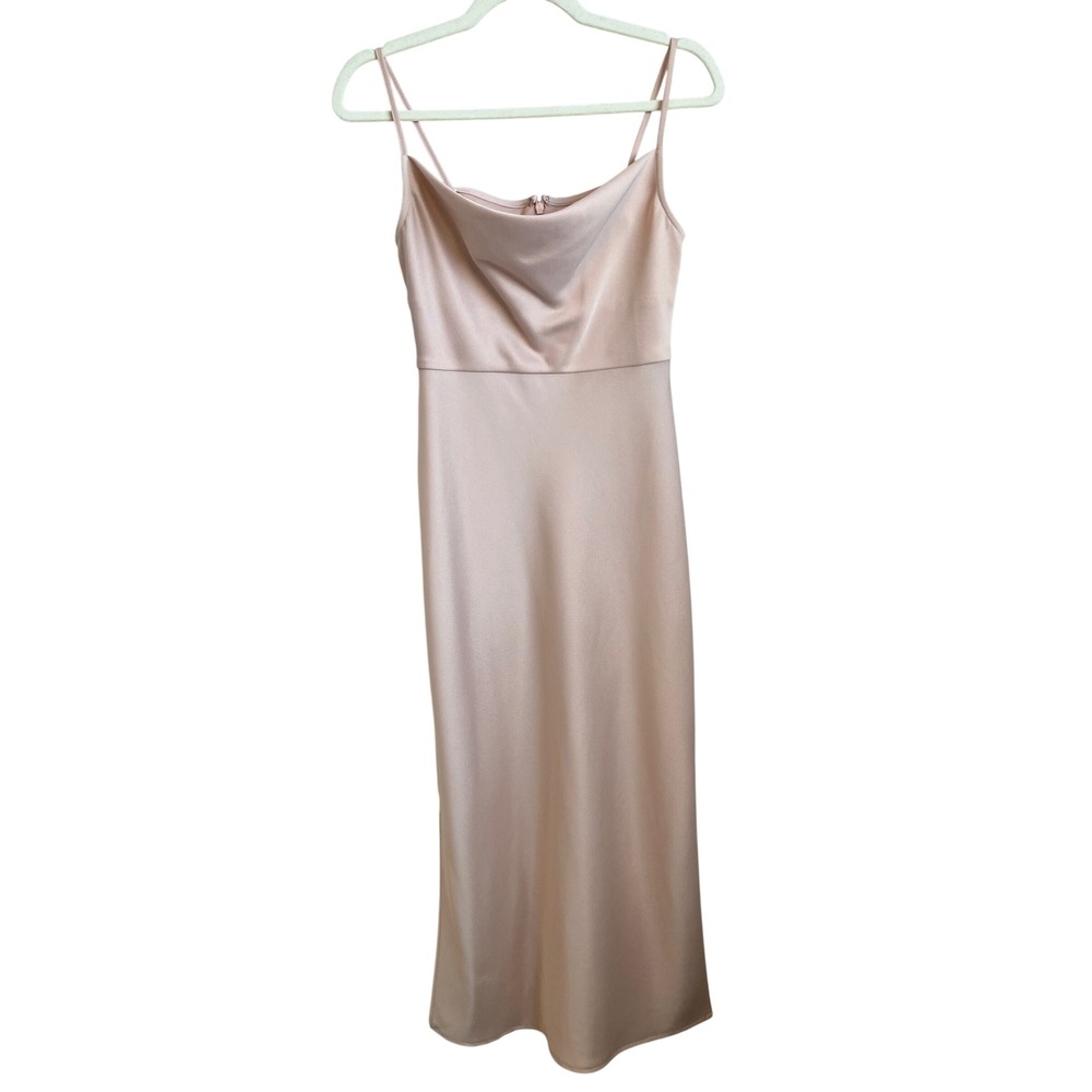 Sachin & Babi Blush Pink Cowl Neck Satin Midi Dress Size 2